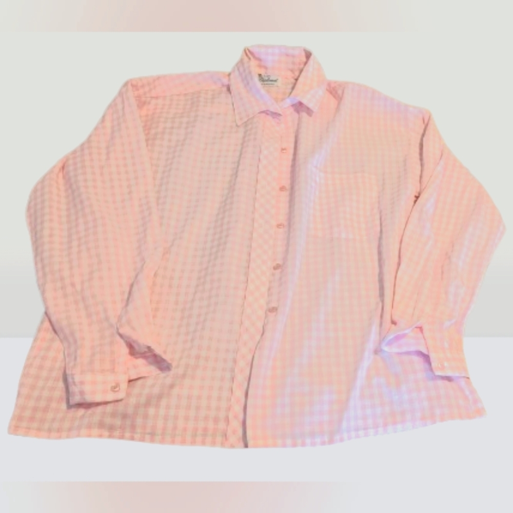 Vintage Lady Diplomat Pink Gingham Shirt Women's XL